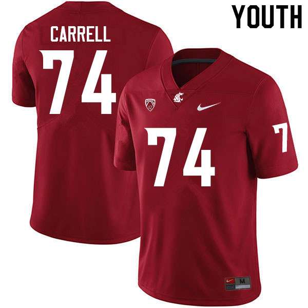 Youth #74 Sam Carrell Washington State Cougars College Football Jerseys Sale-Crimson